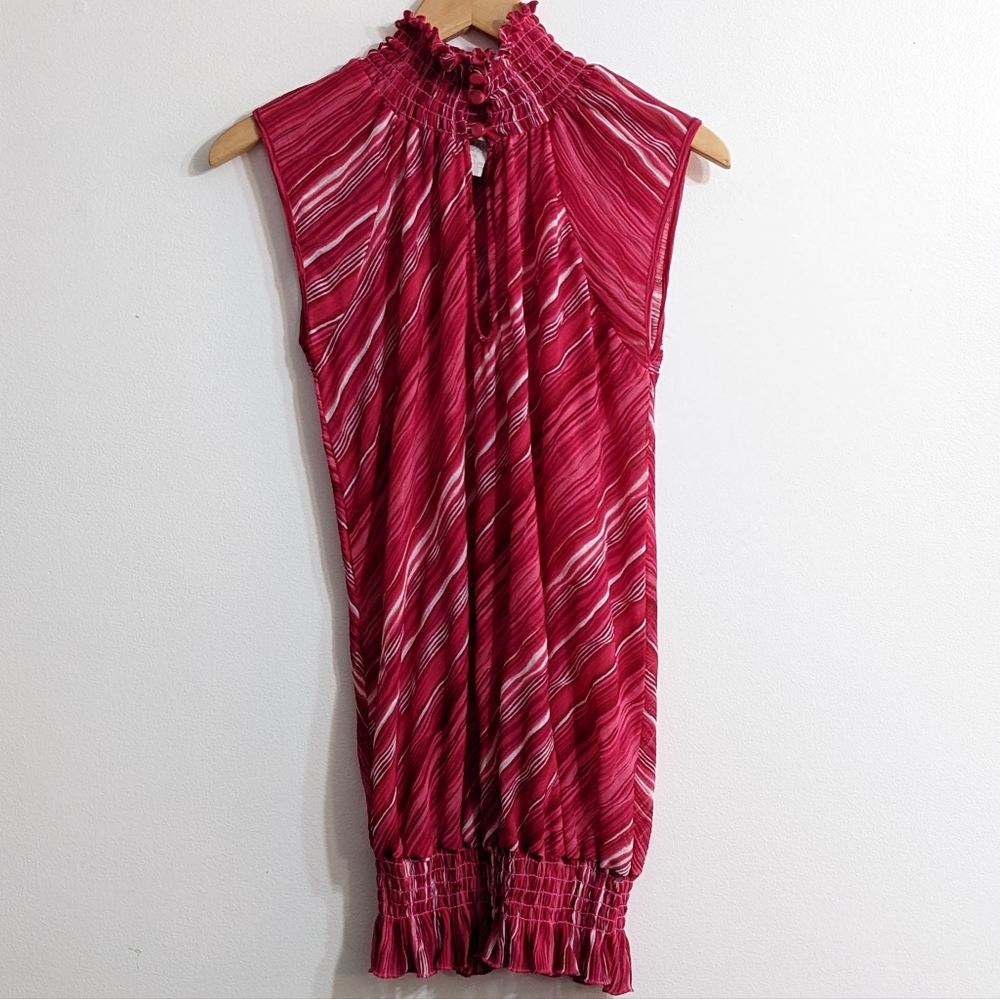 Luly K New York City Striped Pink Turtleneck Blouse
